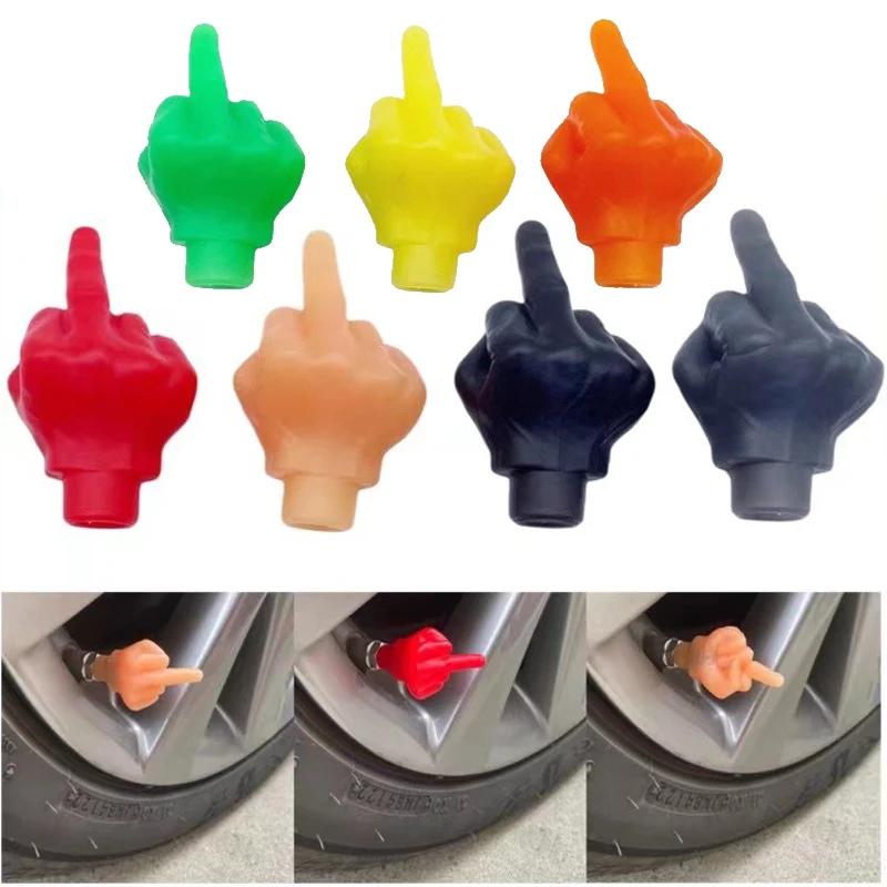 Motorcycle Car Tire Valve Cap Personality Decor Middle Finger Styling Dustproof Waterproof Valve Caps Cover Tyre Valves Stem Cap