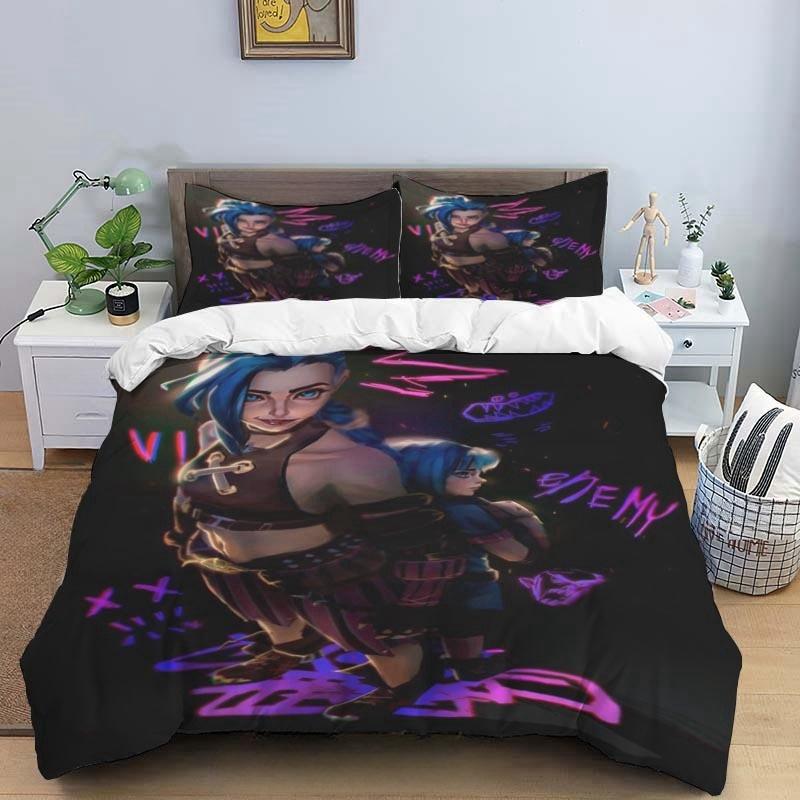 Cartoon Game Jinx Arcane_ League of Legends Bedding Set King Twin Double Child 3 Piece Mircofiber or Polyester Duvet Cover Sets