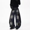 Pantaloni Larghi Unisex Patchwork High Street Orlo Grezzo Gamba Curva