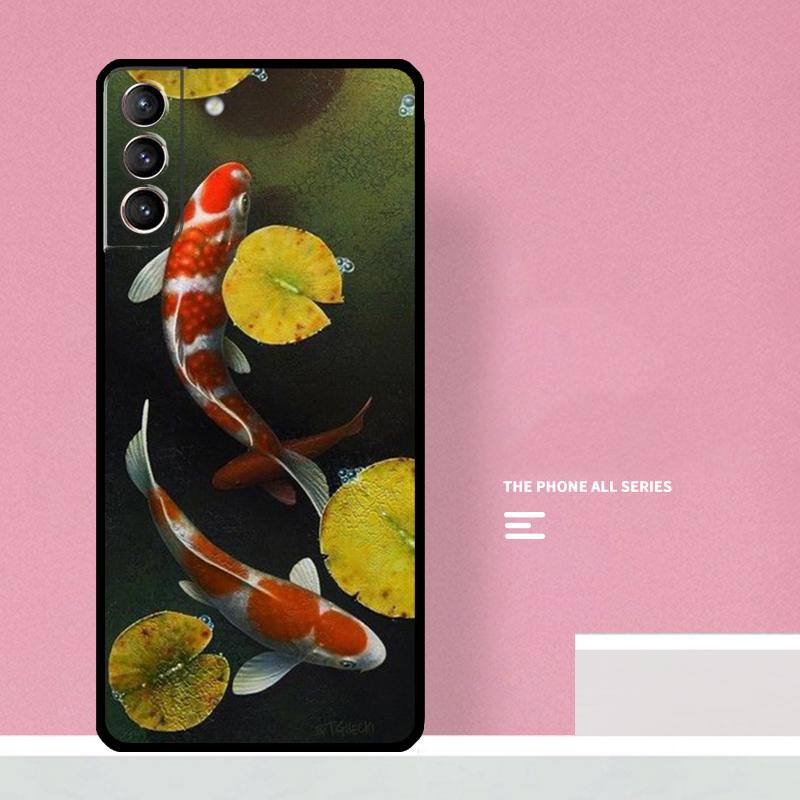 Chinese Koi Fishes Phone Case For Samsung Galaxy S25 S26 Ultra S20 S21 S22 S23 S24 S10 Plus S25 FE Cover Coque
