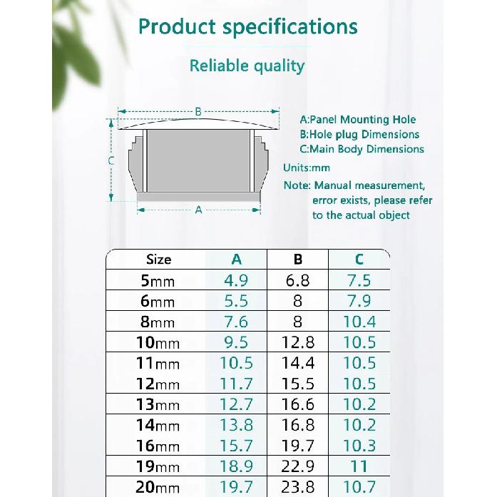 White Plastic Hole Plug 5-60mm Nylon Hole Cover M22 M25 Cover Holes Snap on Plastic Plug Hole Cap Round Plugs Plug For Furniture