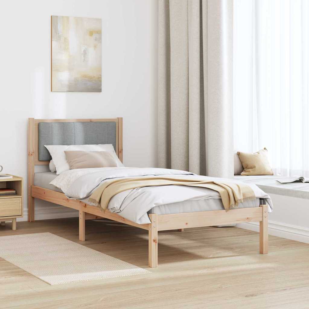 Bed Frame with Padded Headboard Light Grey 75 x 190 cm