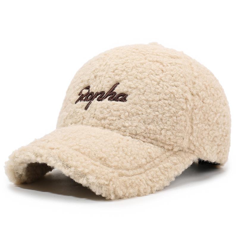 

Осень и Зима Новая Бейсболка из Овечьей Шерсти Вышивка Буквами Уличная Холодная Женская Спортивная Модная Кепка Adjustable светло-бежевый