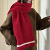 Luxuriöser gestrickter roter Schal Damen Winter Einfach Klassisch Uni Schal Wraps Herren Paarschal Grob Gestrickt Weich Warm Thermisch Wolle Schal