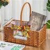 Ręcznie robiony koszyk na owoce z imitacji rattanu Długi uchwyt Koszyk do przechowywania z imitacji rattanu Walentynki