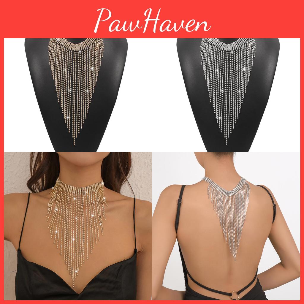 Trendy N9886 Alloy Necklace Stylish And Chic Box Chain With Rhinestones Suitable For Nightclubs And Parties