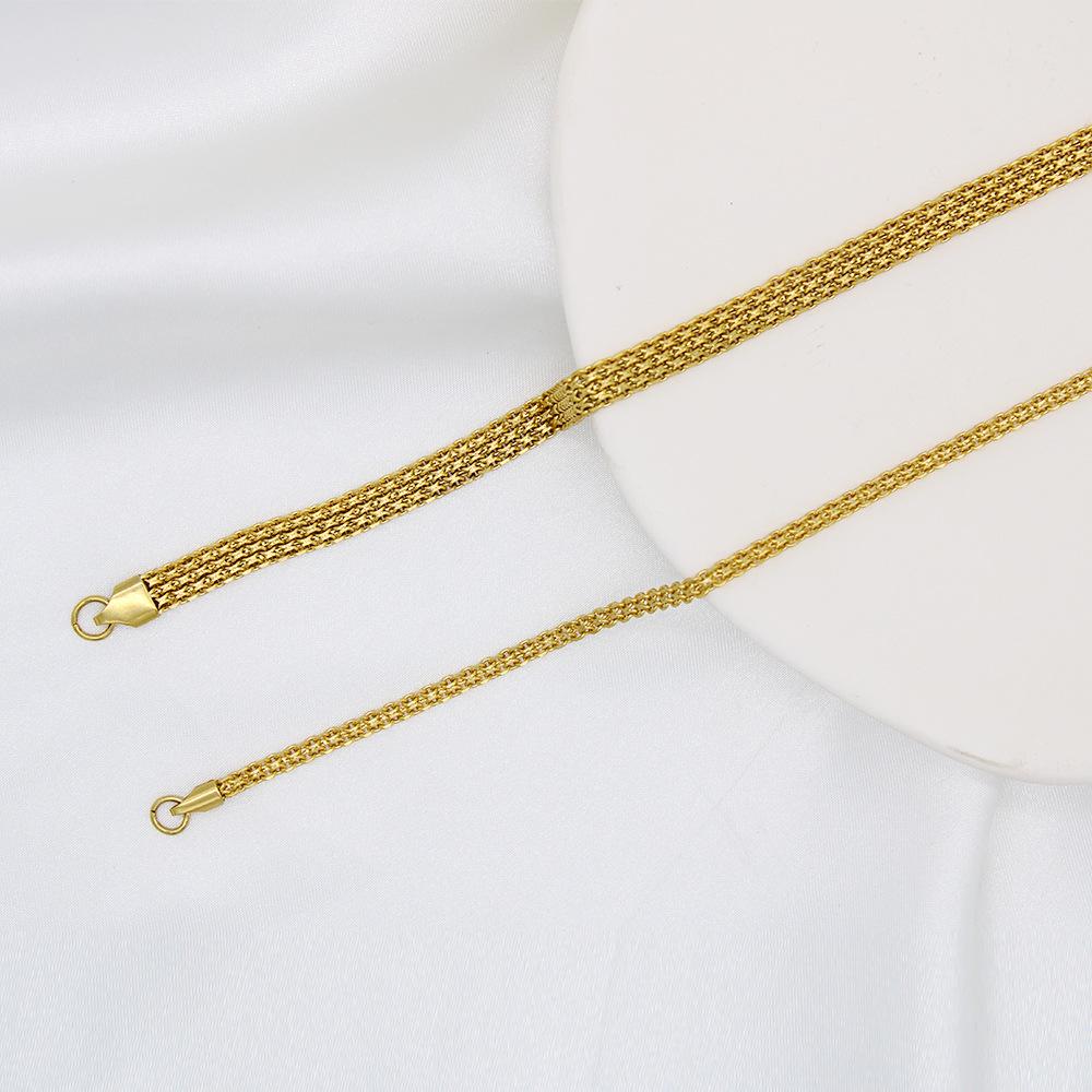 3-6mm Multi-Row Beveled Edge Chain Tennis Necklace in 18K Gold Stainless Steel