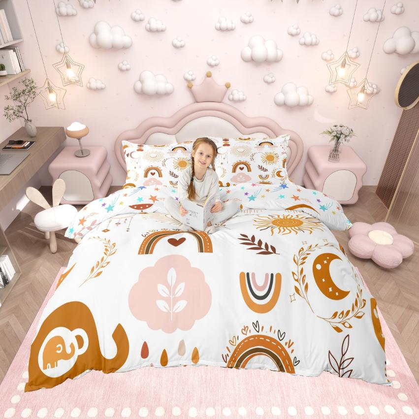 Homewish Lindo Juego de Funda Nórdica de Sirena de Dibujos Animados Juego de Funda de Edredón de Animales Marinos del Océano Juego de Cama de Concha de Coral Acuarela Para Niñas