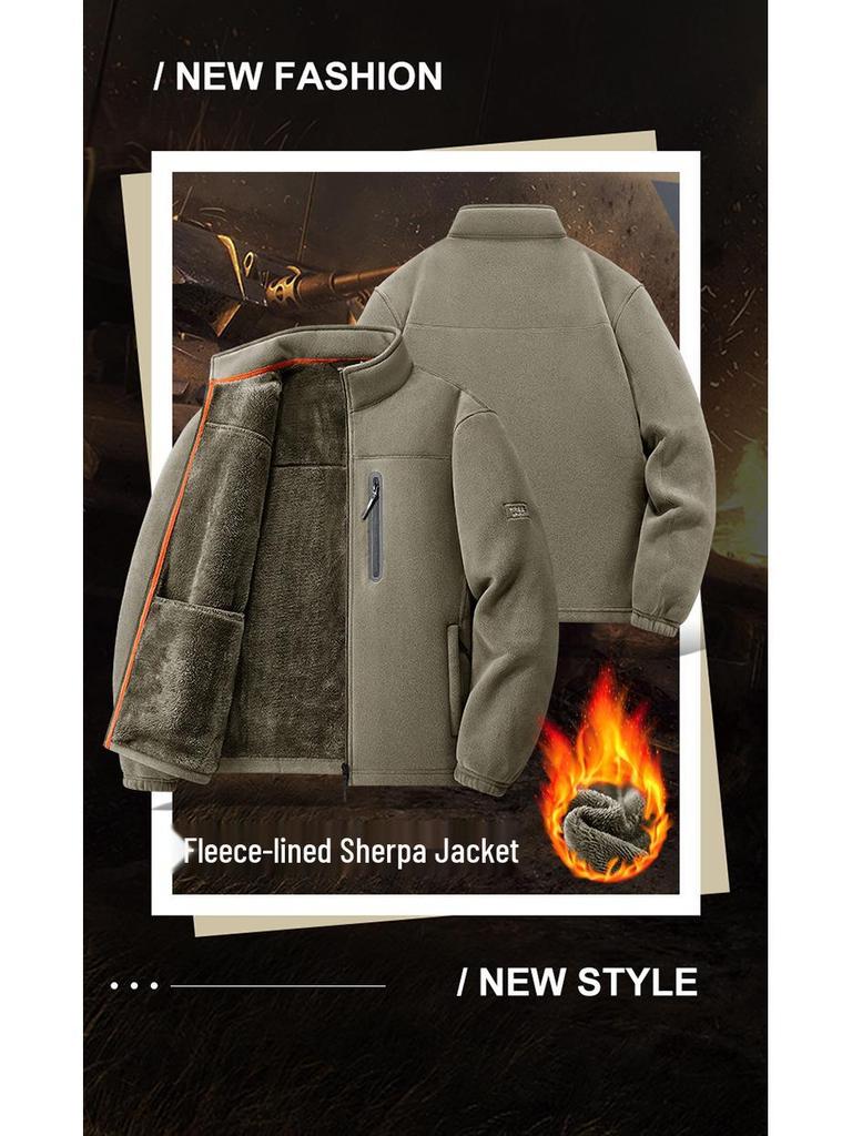 8918A Men's Thickened Fleece Outdoor Jacket - Autumn/Winter Sherpa Style