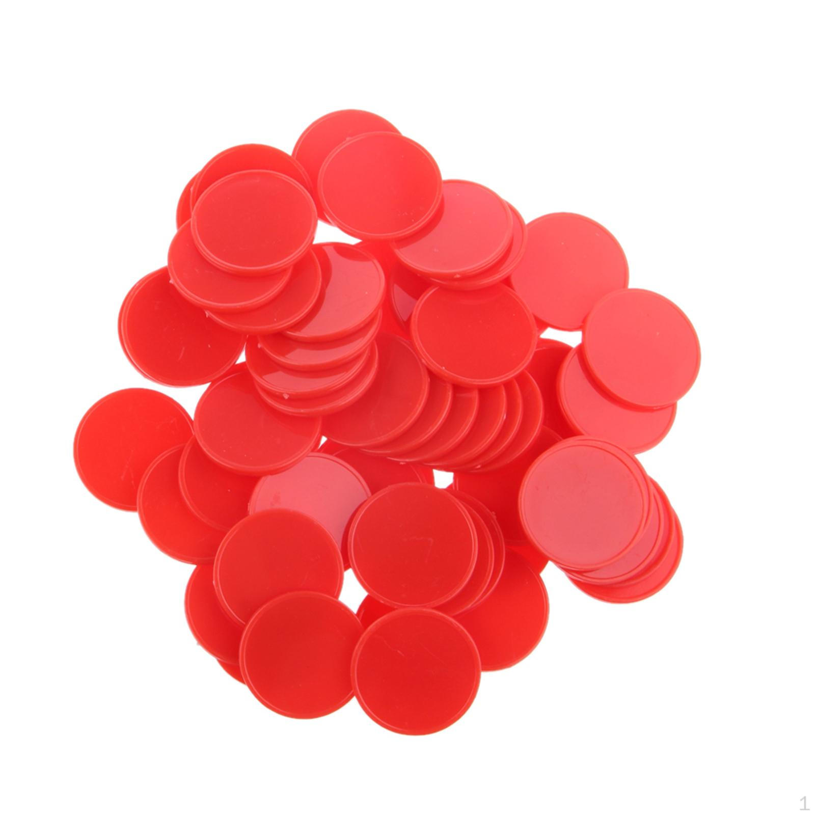

100 Pieces Plastic Coin Chips Casino Poker Table Games 25mm Red