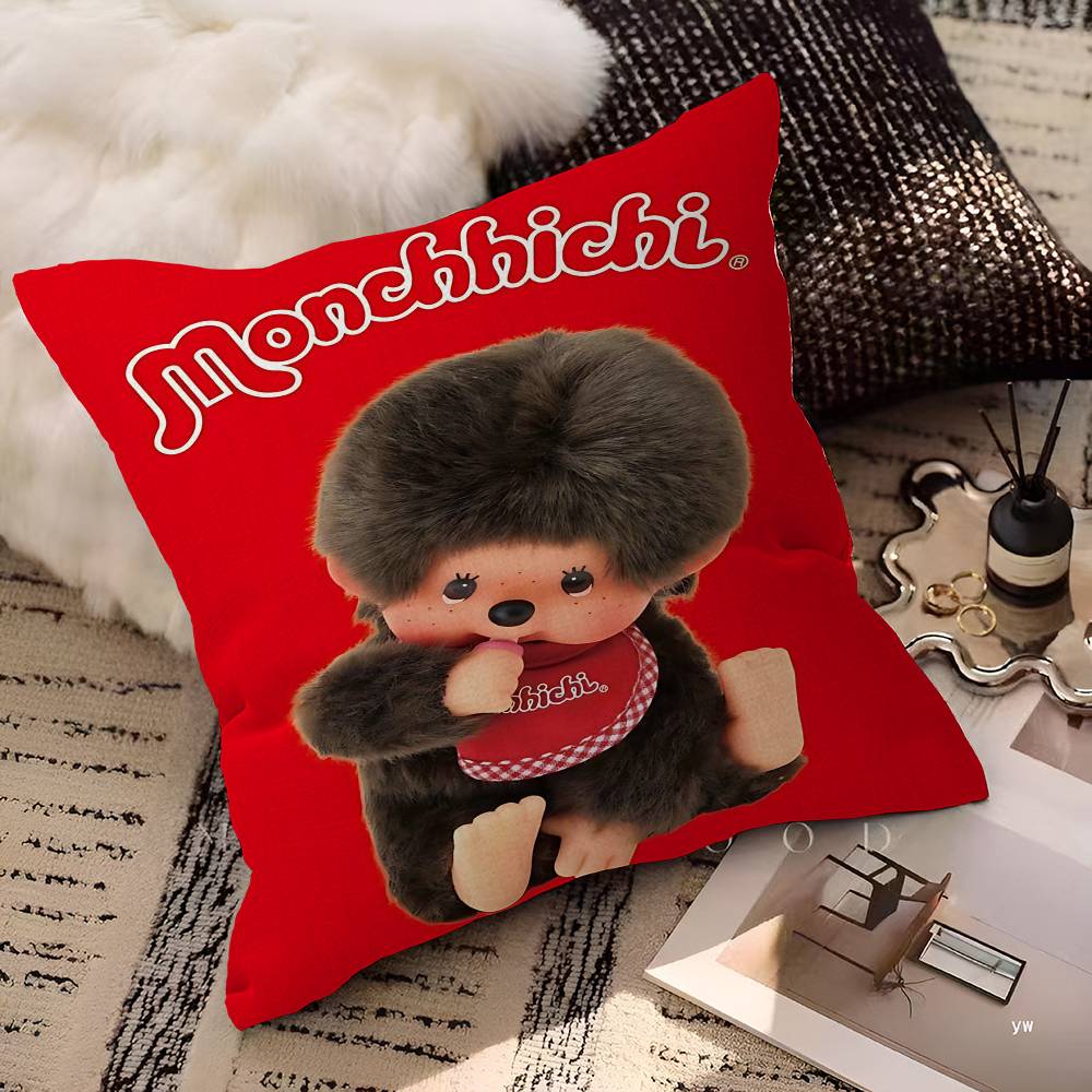 Cute M-monchhichis-s Cushion Cover Pillowcase Upholstery Sofa Throw Pillow Home Decor Pillowcas