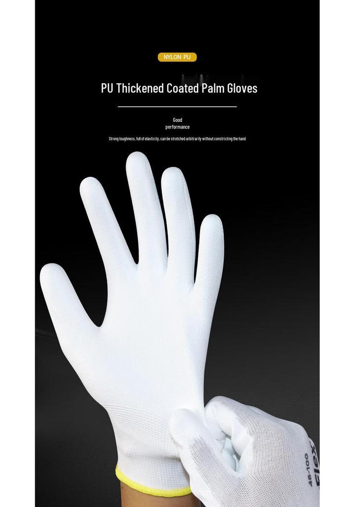 Breathable Non-slip PU Coated Nylon Gloves, Wear-resistant and Anti-static for Electronic Dust-free Work