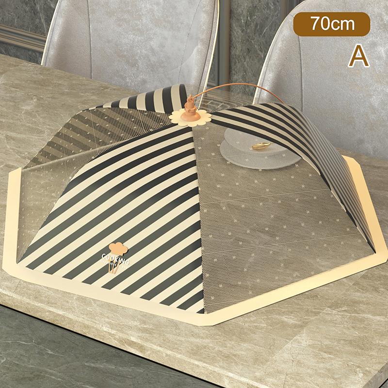 

Food Cover Foldable Dish Cover Food Preservation Cover Prevent Flies Stripe Hollow-carved Design Strip Steel Food Storage Cover
