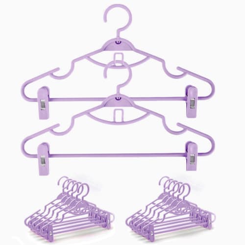 

HOSUR 10-Piece Non-Slip Hanger Set with Clips for Skirts, Slacks, and Laundry, 360-Degree Rotating Hooks, Connecting Hooks, Multi-Purpose Storage, Spa