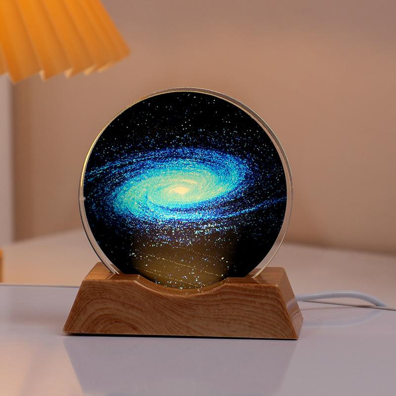 Crystal Disc Luminous Night Lamp Bedside Lamp Ambient Desk Lamp Creative Gift Desktop Decoration Ornament