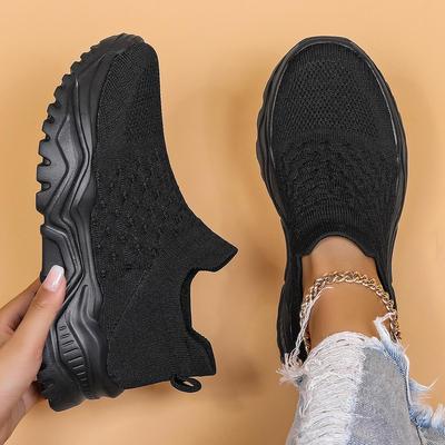 Atmungsaktive Slip-On-Sportschuhe aus Strick für Damen in großen Größen