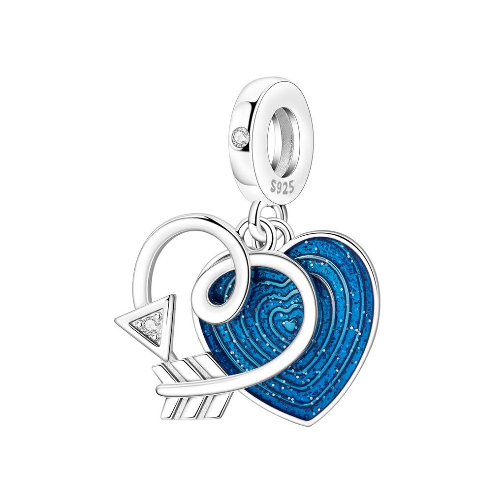 925 Silver Blue Love Snowflake Castle Pendants Bracelet Charms Fit Women Jewelry Party Beads DIY Fine Gifts Accessories