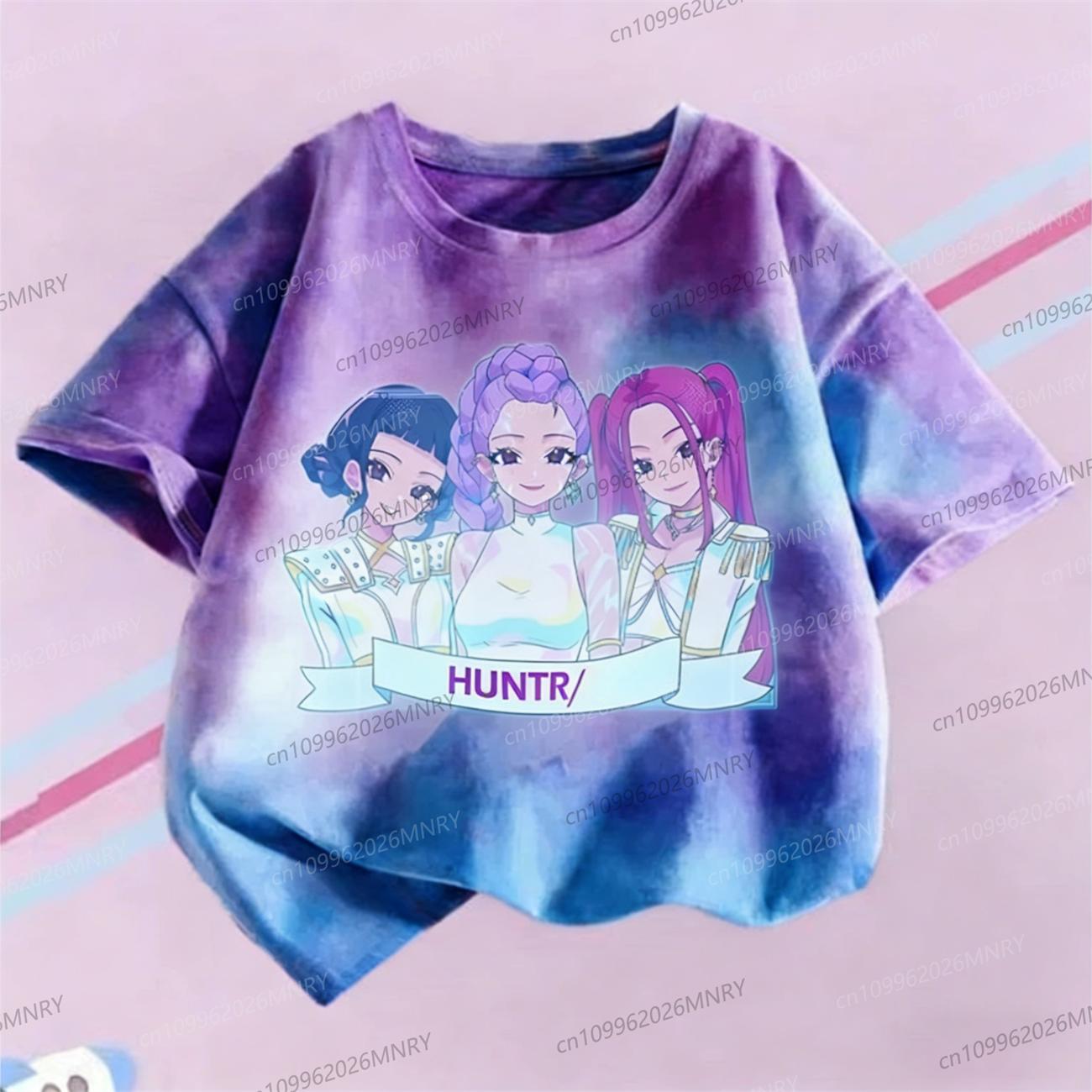 Summer Girls Clothing Gift Children s Short Sleeve K-Pop Demon Slayer T-Shirt Children s Purple Top Girls Clothing 100