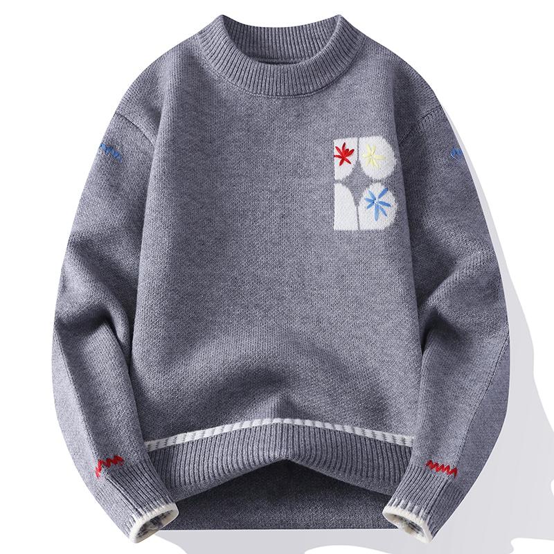 Color Block Geometric Korean Style Sweater Autumn and Winter Long-sleeved Sweater Top