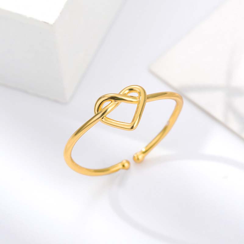 Stainless Steel Knot Heart Rings for Women Couple Simple Gold Color Open Adjustable Ring Wedding Aesthetic Jewelry anillos mujer