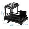 2 Tier Kitchen Countertop Drainer with Utensil Holder and Cup Rack Double Layer Sink Drain Rack for Apartment Kitchen Counter