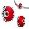 Frosted Red Murano Glass Hearts Charm Silver Plated Fit Charms 925 Silver Bracelet for Jewelry Making DIY