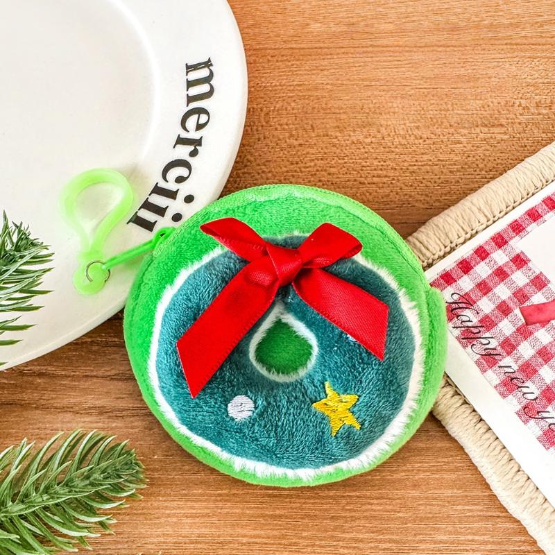 Cute Christmas Plush Coin Purse Kawaii Santa Claus Snowman Doll Coin Pouch Keychain Backpack Pendant Decoration Children Gift