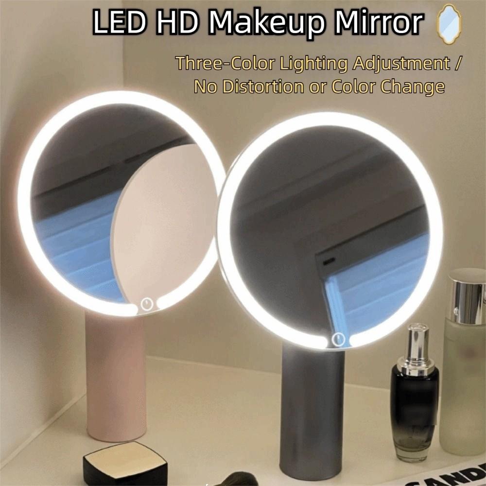 USB Charging LED Makeup Mirror 3 Color Lights Lighted Desktop Mirrors  Makeup Application