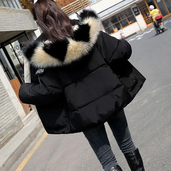 Winter Chic Down Cotton Jackets Women's Korean Style Loose Warm Coats Large Size Solid Color Hooded Short Coats