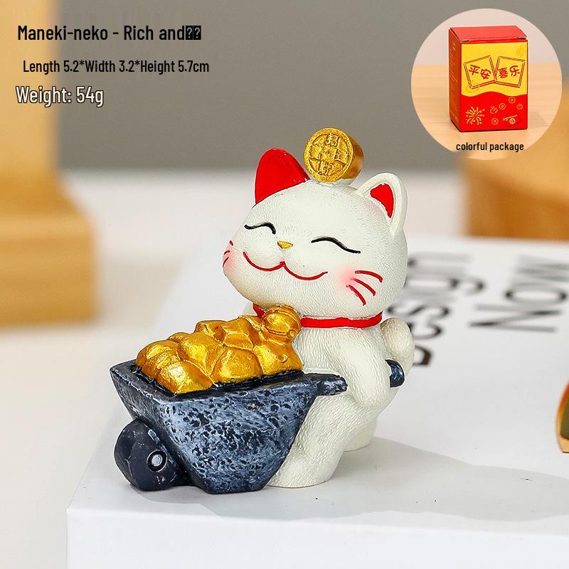 2025 Handmade Lucky Cat Ornament - Creative Cartoon Figure for Office Desk Decor and Cute Gifts