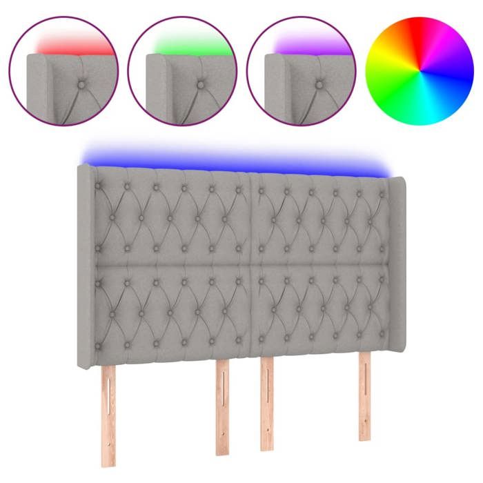 VidaXL Tête de Lit à LED Meuble de Chambre à Coucher Accessoire de Lit Double Tête de Cadre de Lit Intérieur Gris Clair 3124390