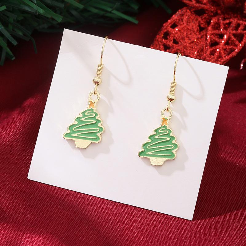 Christmas Santa Snowflake Earrings Cane Candy Bells Elk Earrings Christmas Hat Earrings