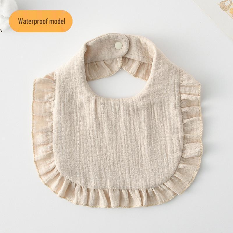 Ruffle Lace Waterproof Cotton Baby Bib (Seven-Layer Gauze)