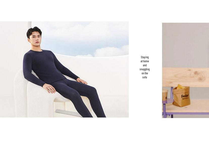 Men’s Silk-Like Cashmere Thermal Underwear Set - Thick, Warm, and Edged for Autumn/Winter