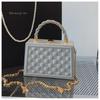 Simple bag Women's hand bag Box bag Delicate plaid chain Crossbody handbag