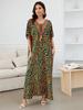Orange Zebra-Print Locker Kaftan Sexy Strand-Coverups Für Frauen Sommer V-Ausschnitt Quasten Bindeband Seitenschlitz Robe Gemütliches Lässiges Hauskleid