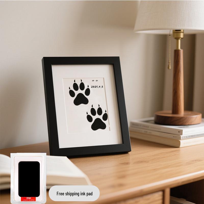 Pet Paw Print Memorial Frame with Wash-Free Ink Pad for Cats and Dogs