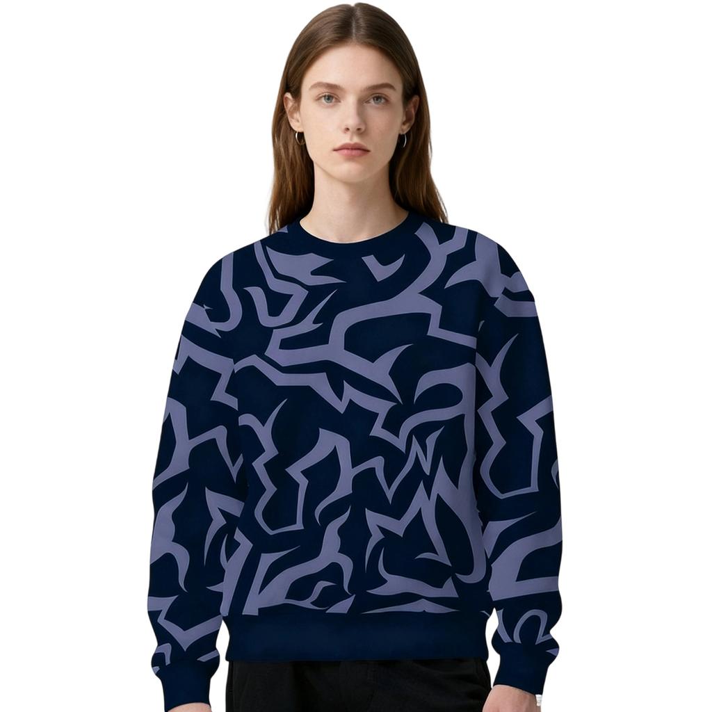 Women's Casual Round Neck Printed Pullover Long-sleeved Hooded Sweatshirt Top