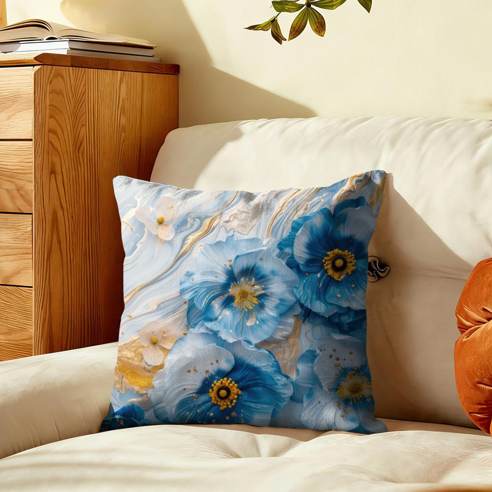 Marble Flower Pattern Cushion Cover Plush Fabric Soft DoubleSided Printed Sofa Warm Winter Home Gift Pillow Cover 30x30cm 12x12in