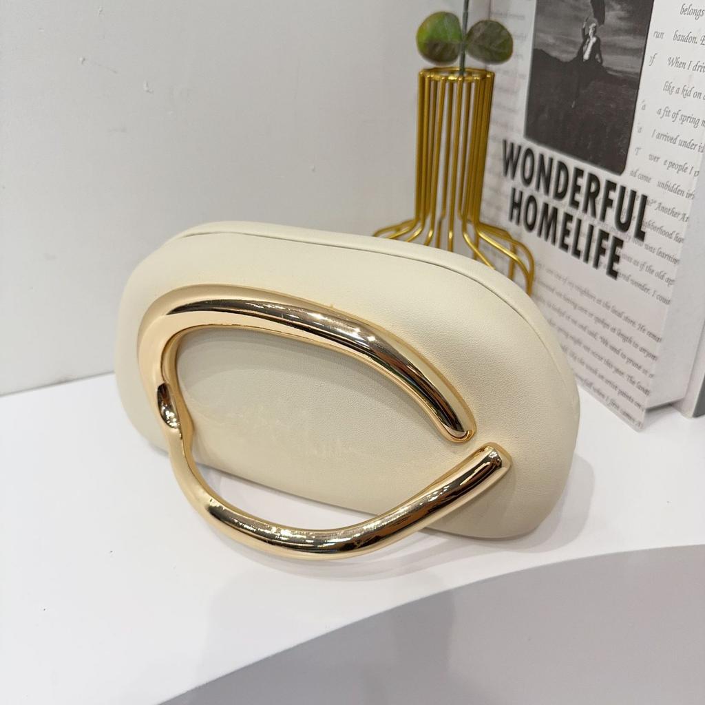 Bolso de mano redondo clásico de moda, bolso de cena, bolso de acrílico, asa metálica vintage, bandolera en un hombro