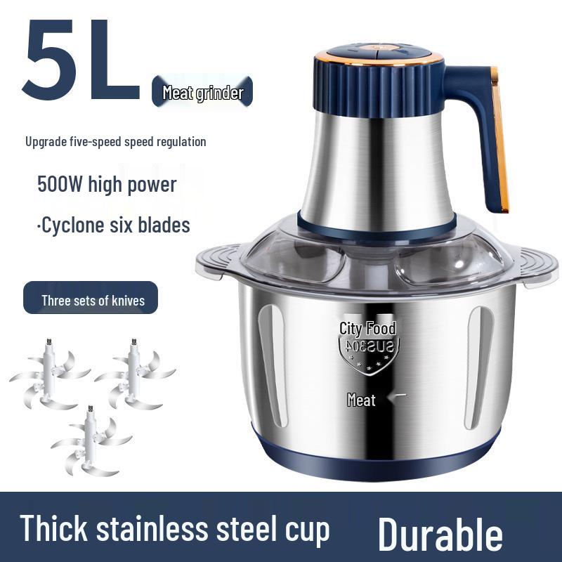 Stainless Steel 5L Automatic Meat Grinder & Multifunctional Food Processor