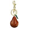 Keychain Pendant Glossy Glitter Resin Pear Shape Enamel Leaves Design Key Chain with Anti-Oxidation Lobster Clasp Lightweight Bag Accessory