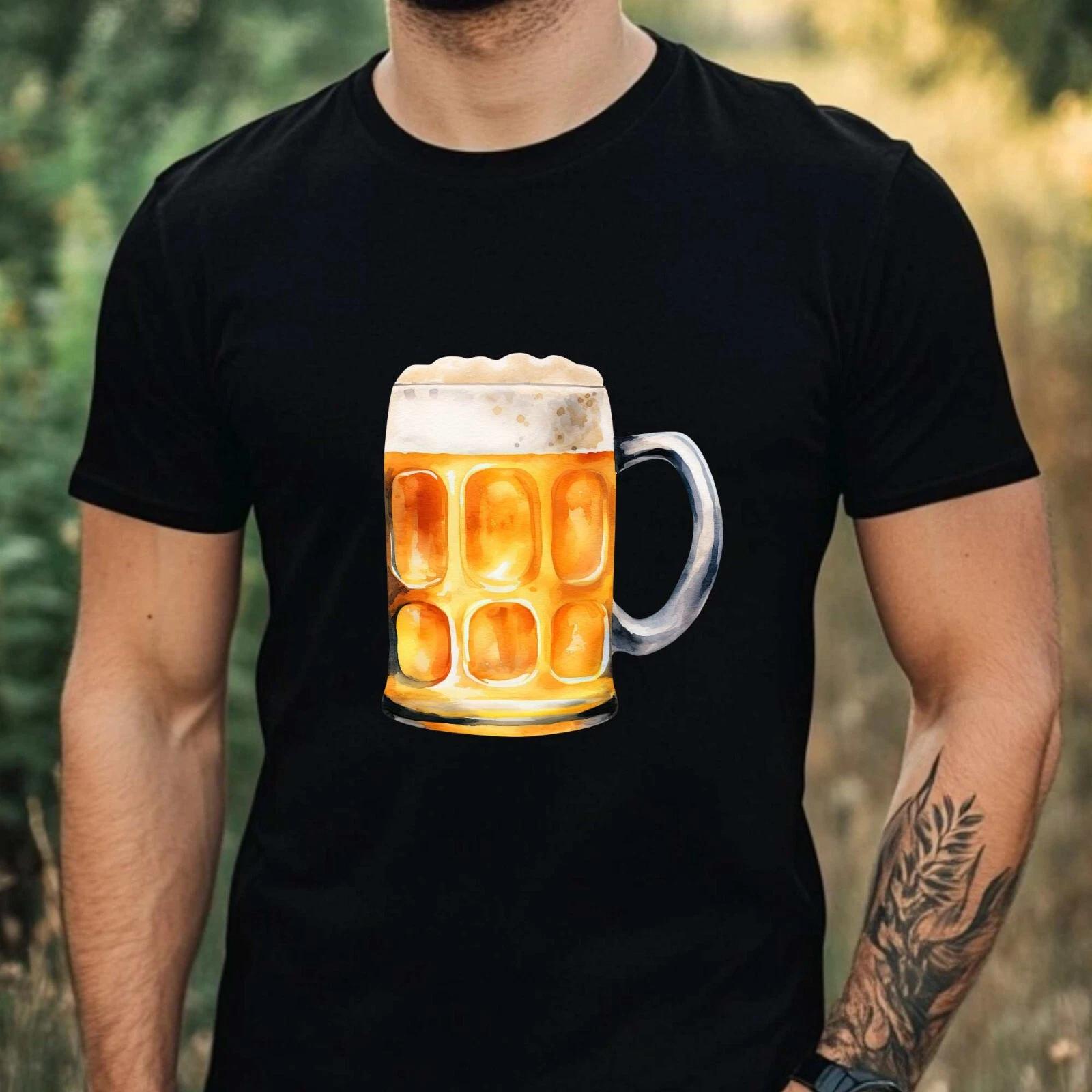 T-Shirt Herren Aquarell Bier Motiv Baumwolle Größe XS bis 5XL S