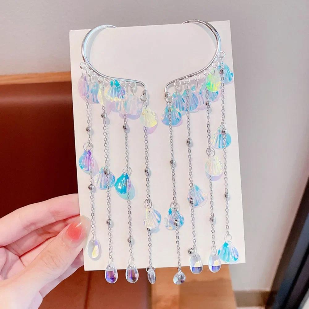 New Butterfly Elf Fairy Earrings Mermaid Tassels Ear Clips Non-piercing Flower/Leaf Ear Cuffs