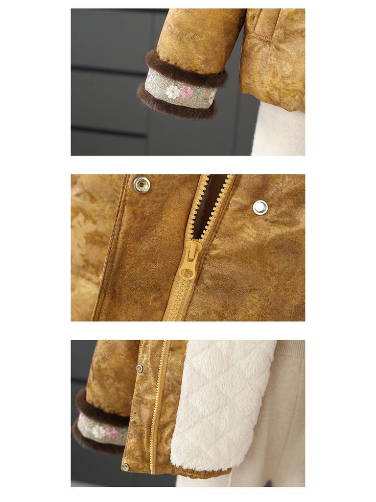 Women's Retro Cotton Jacket with Fur Collar - Thick Warm Winter Coat for Middle-aged & Elderly
