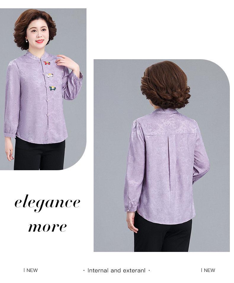 Elegant Spring 2026 Wedding Set: Stylish, Long-Sleeved Blouse for Mothers and Mother-in-Laws - Perfect for Middle-aged and Elderly Women