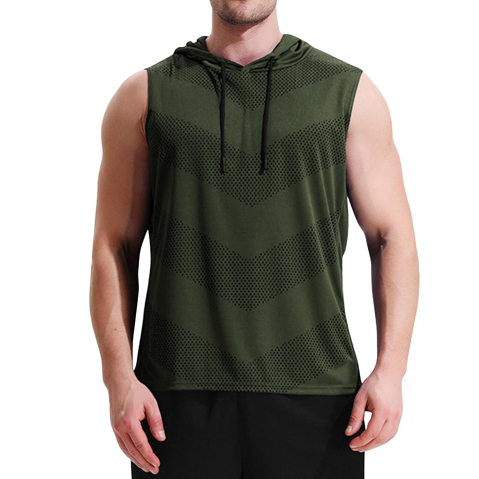 

Мужской летний однотонный безрукавный жилет с капюшоном, мужская спортивная быстросохнущая жилетка для бега и фитнеса M