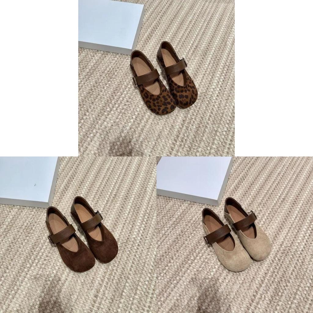 Vintage Leopard Print Mary Jane Shoes For Women With Buckle Closure And Low Heel For Casual Wear