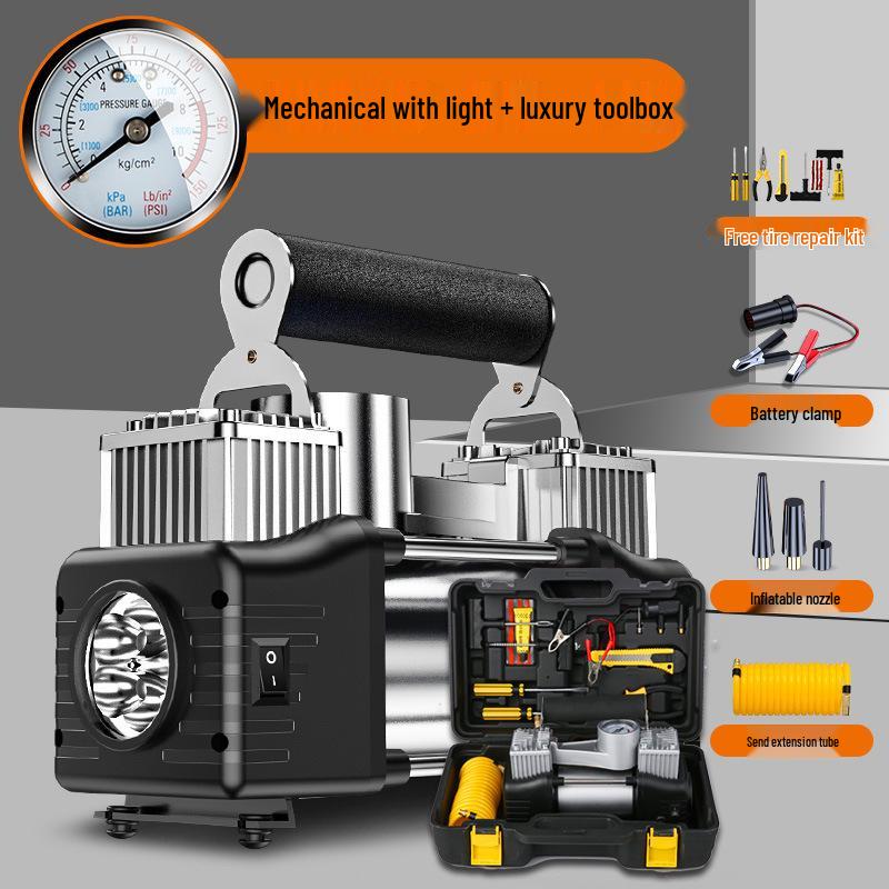 

Портативный электрический насос высокого давления для накачивания шин: Двухцилиндровый, Многофункциональный для Седана