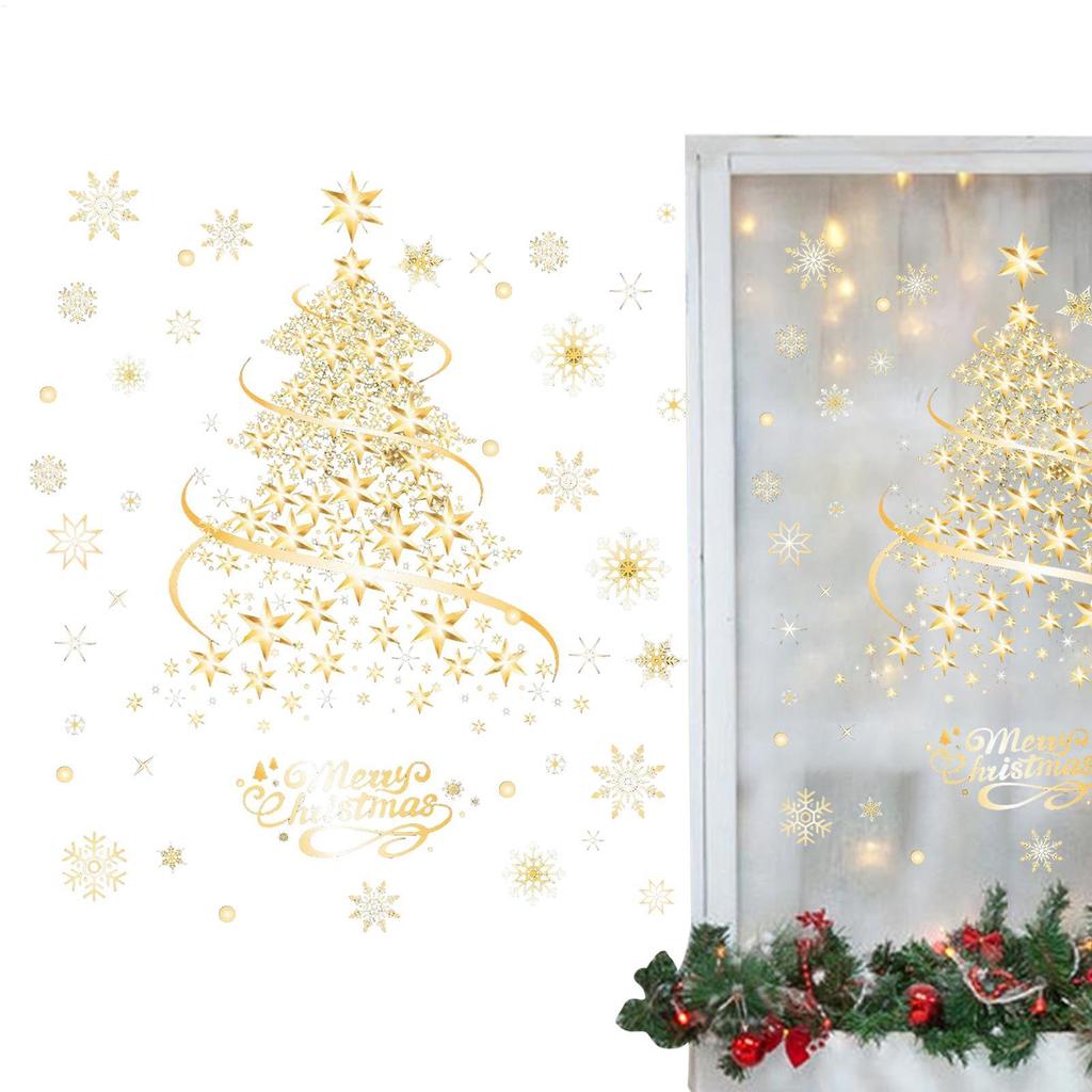 Christmas Tree Stickers 2 Sheets Decals Static Christmas Tree Window Sticker For Home Party Glass Door Wall